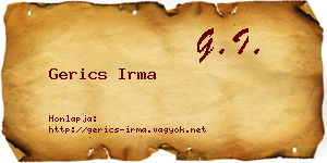 Gerics Irma névjegykártya